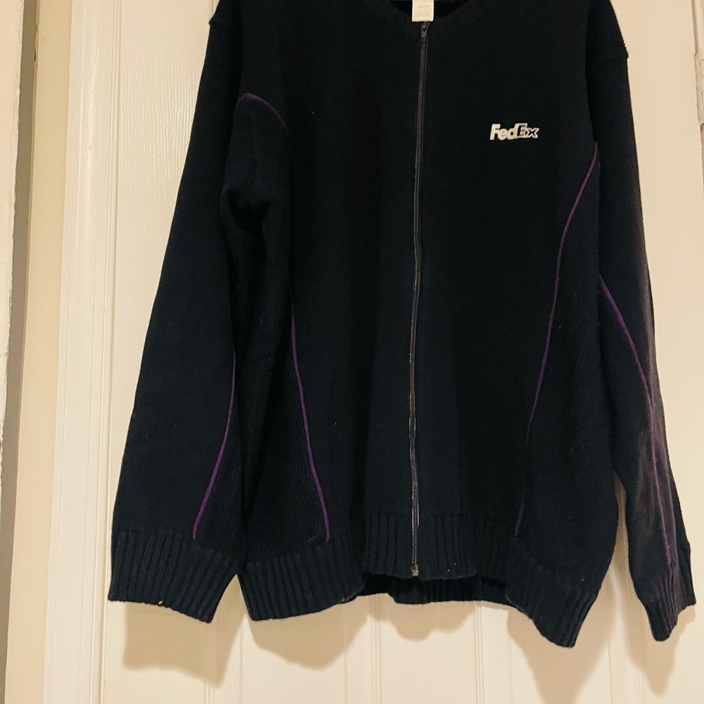 Men’s FedEx Stan Herman Full Zip Black/Purple Sweater Workwear Jacket Size XL - Picture 5 of 9